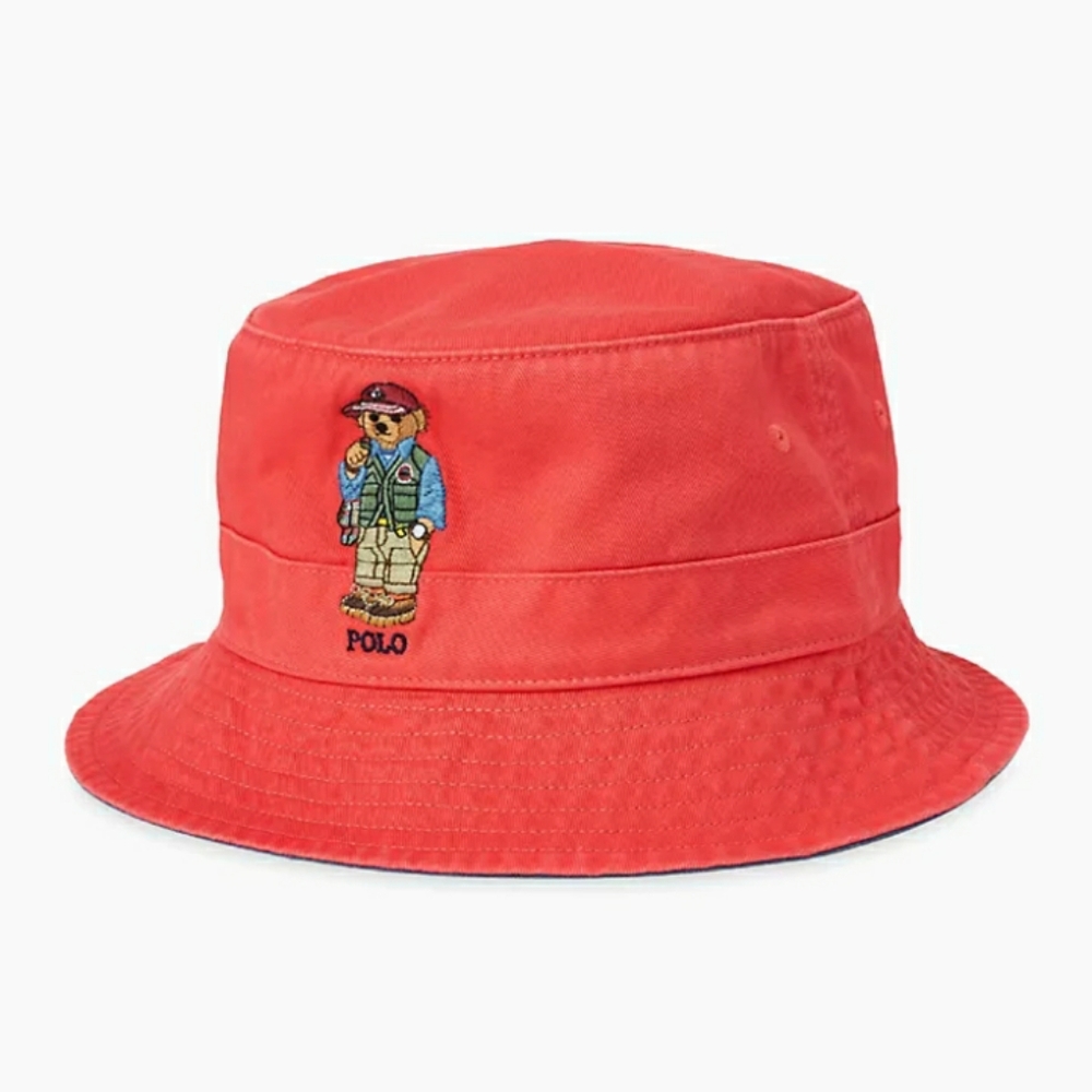 NWT Polo Ralph Lauren Polo Bear Chino Bucket Hat - Red